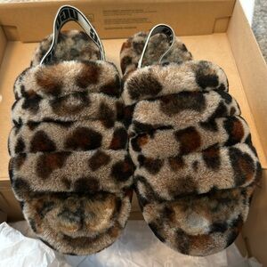 Ugg leopard print fluff yeah slide